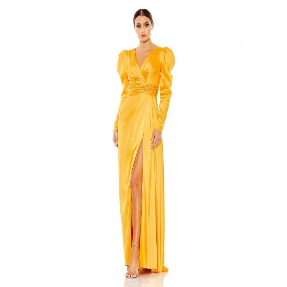 NWT MAC DUGGAL A-line Satin elegant train gown size 12
